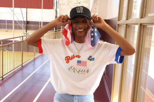 Run to Jesus America ringer tee