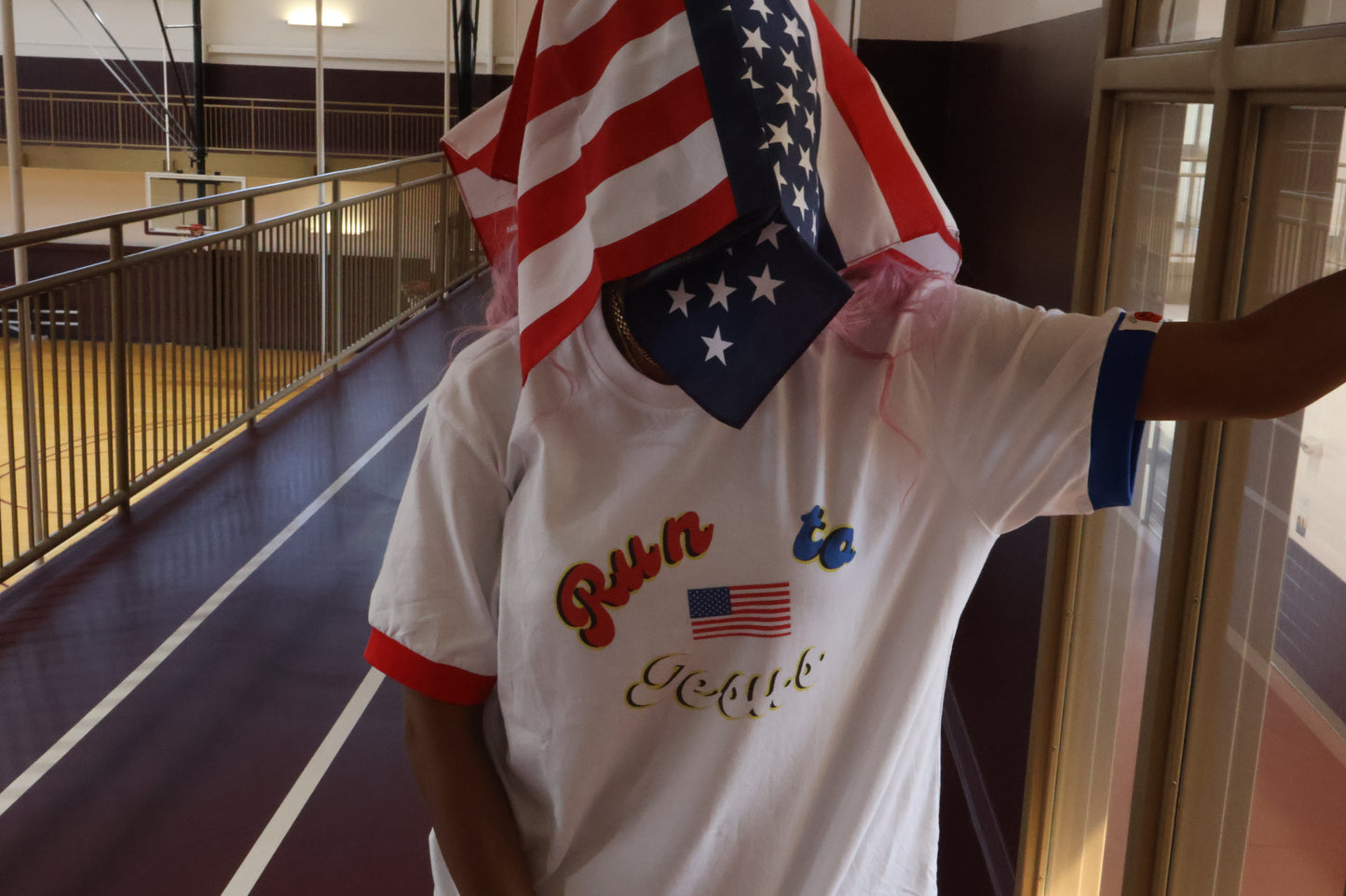 Run to Jesus America ringer tee